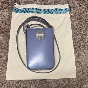 Tory Burch Blue Crossbody Bag with Gold Logo